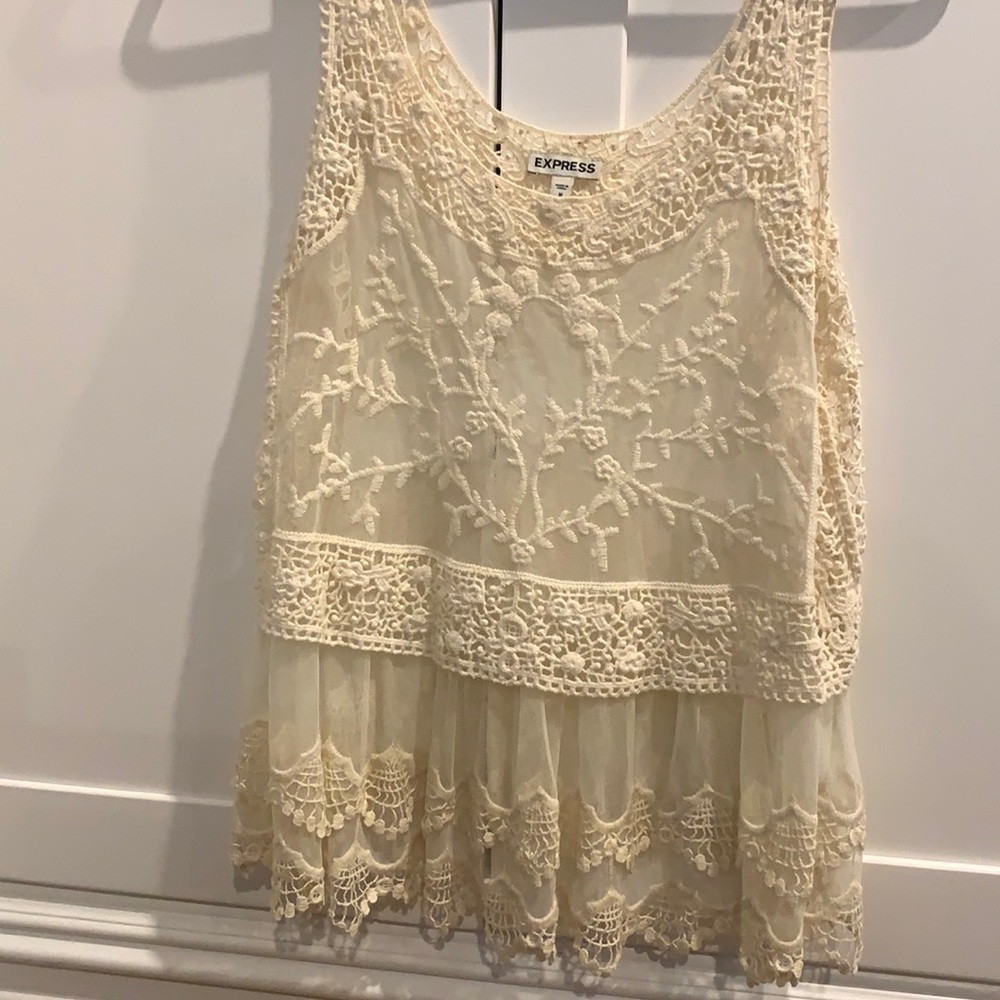 Express sheer lace layered blouse